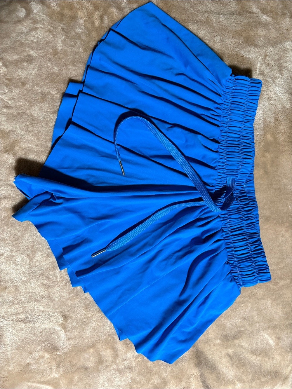 2-in-1 Flowy Butterfly Athletic Workout Shorts Royal Blue XS